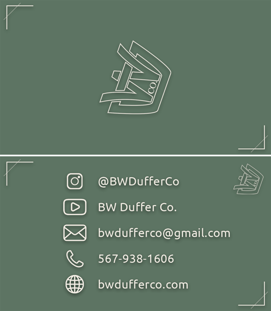 BW Duffer Co. business card design.