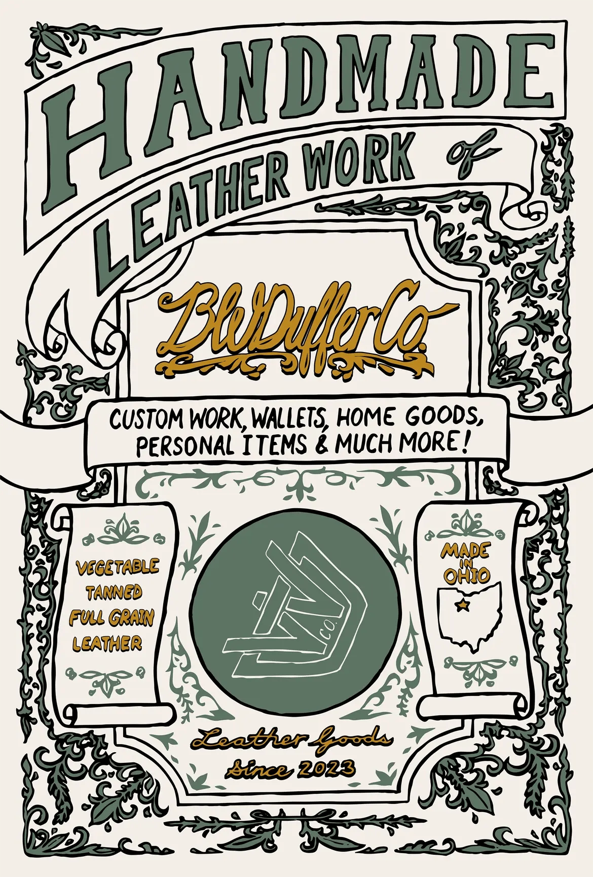 BW Duffer Co. Victorian sign design.