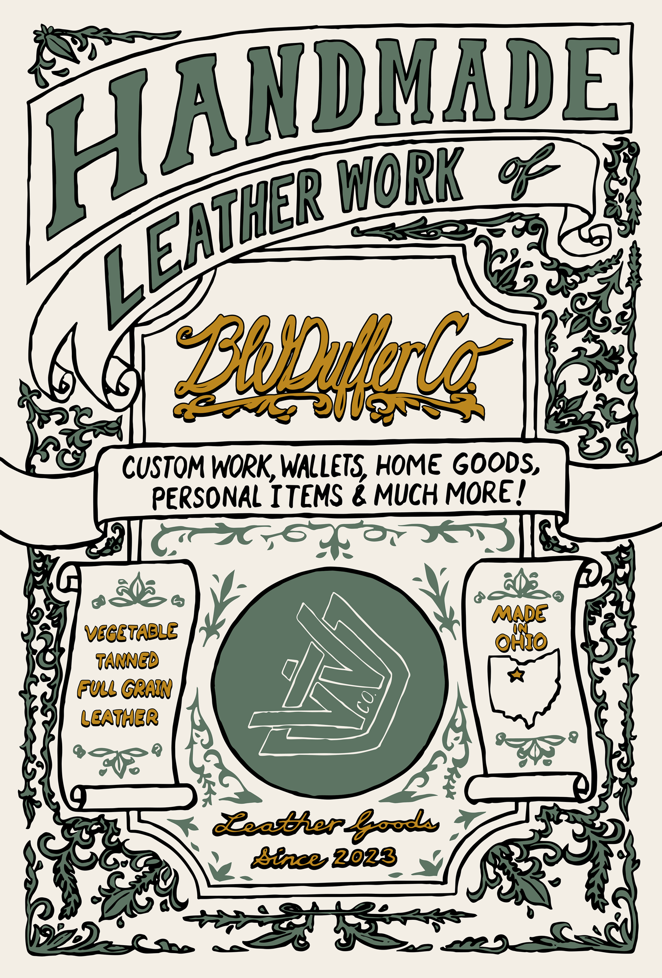 BW Duffer Co. Victorian sign design.